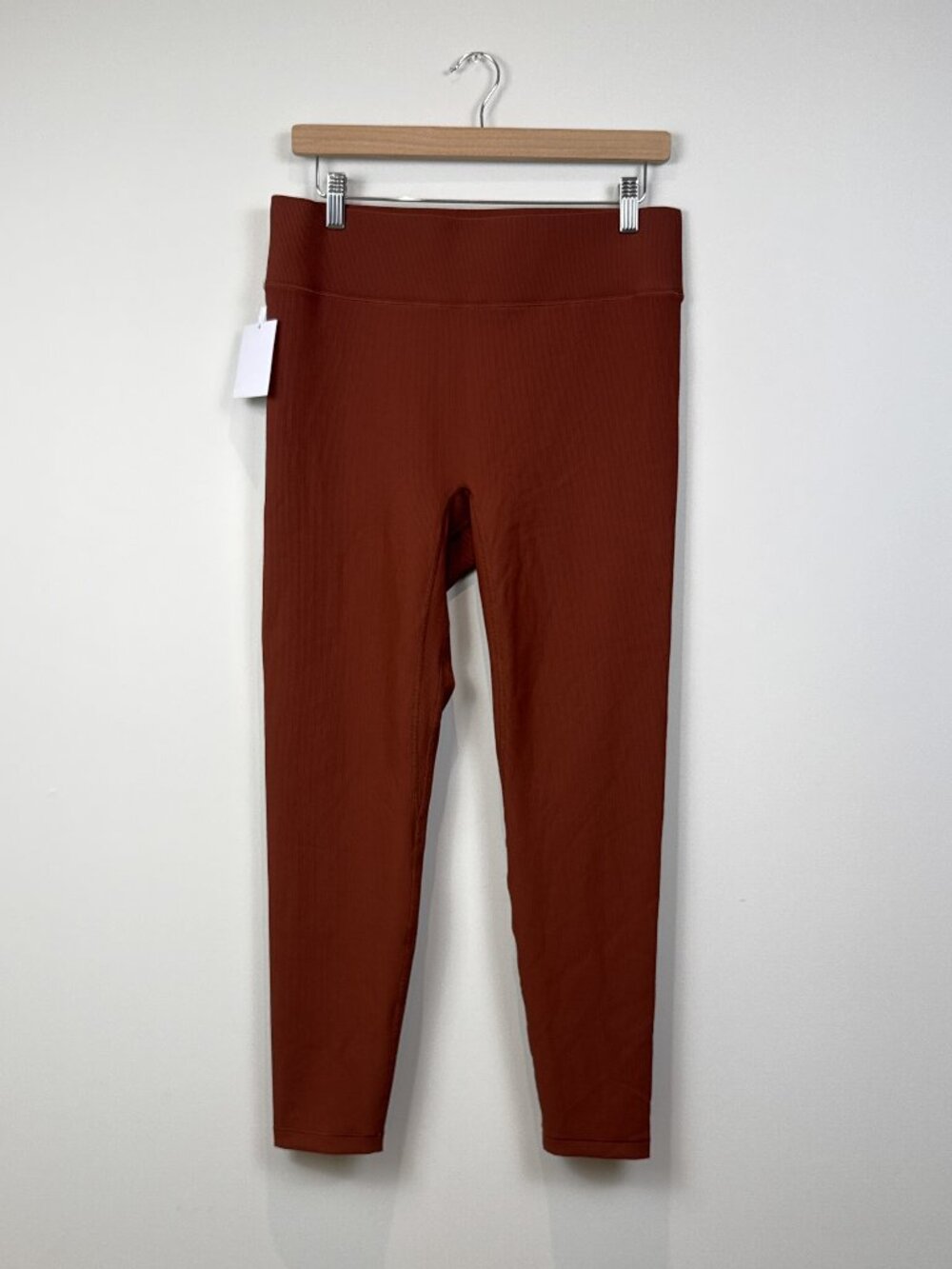 Bandier Womens XL Ribbed High Waist Leggings Cherry Mahogany Red Brown Stretch